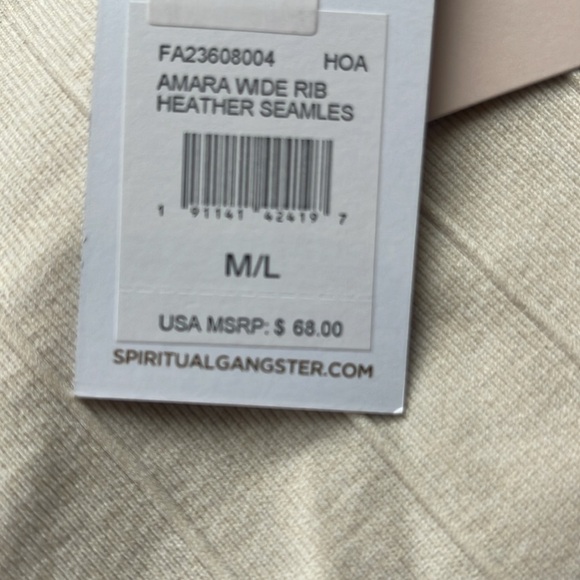 SPIRITUAL GANGSTER AMARA WIDE RIB HEATHER SEAMLESS BIKER SHORT SIZE M/L - Picture 4 of 6